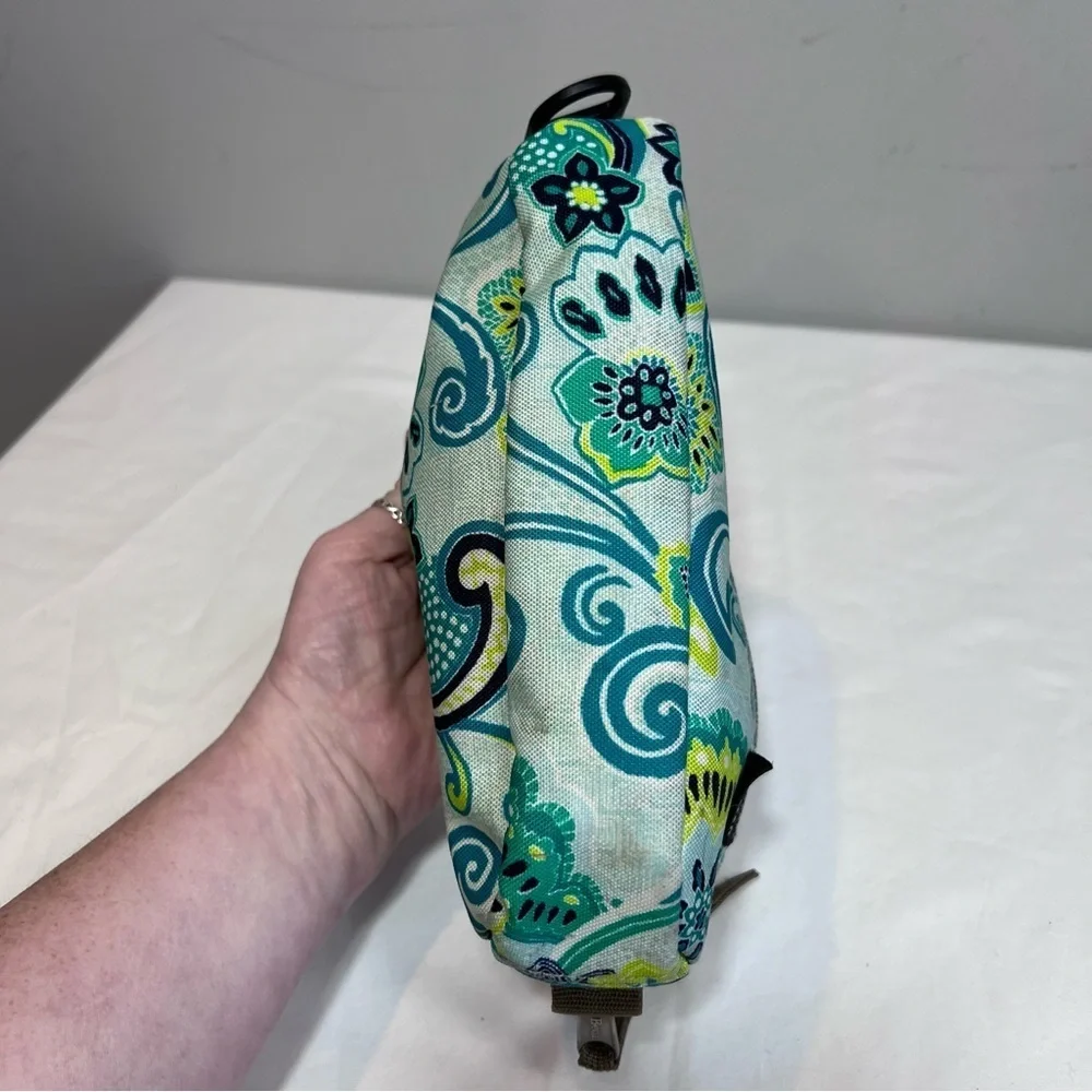 L.L. Bean blue teal green paisley, small cosmetics, toiletry zip top case